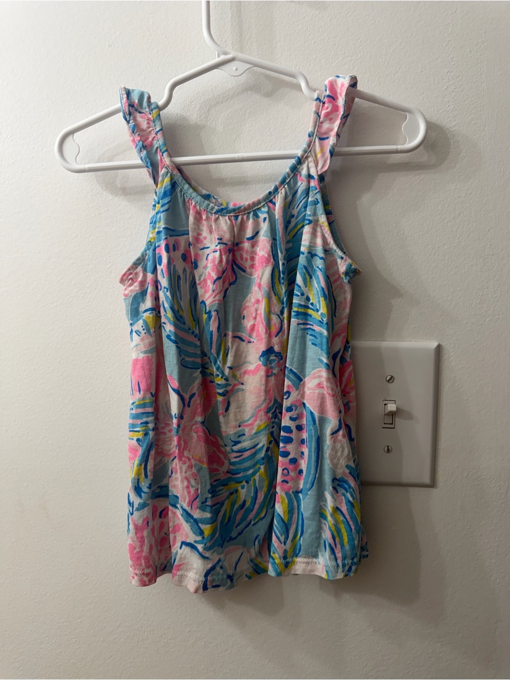 Lilly Pulitzer Girls' Pink & Blue Tropical Print Tank Top